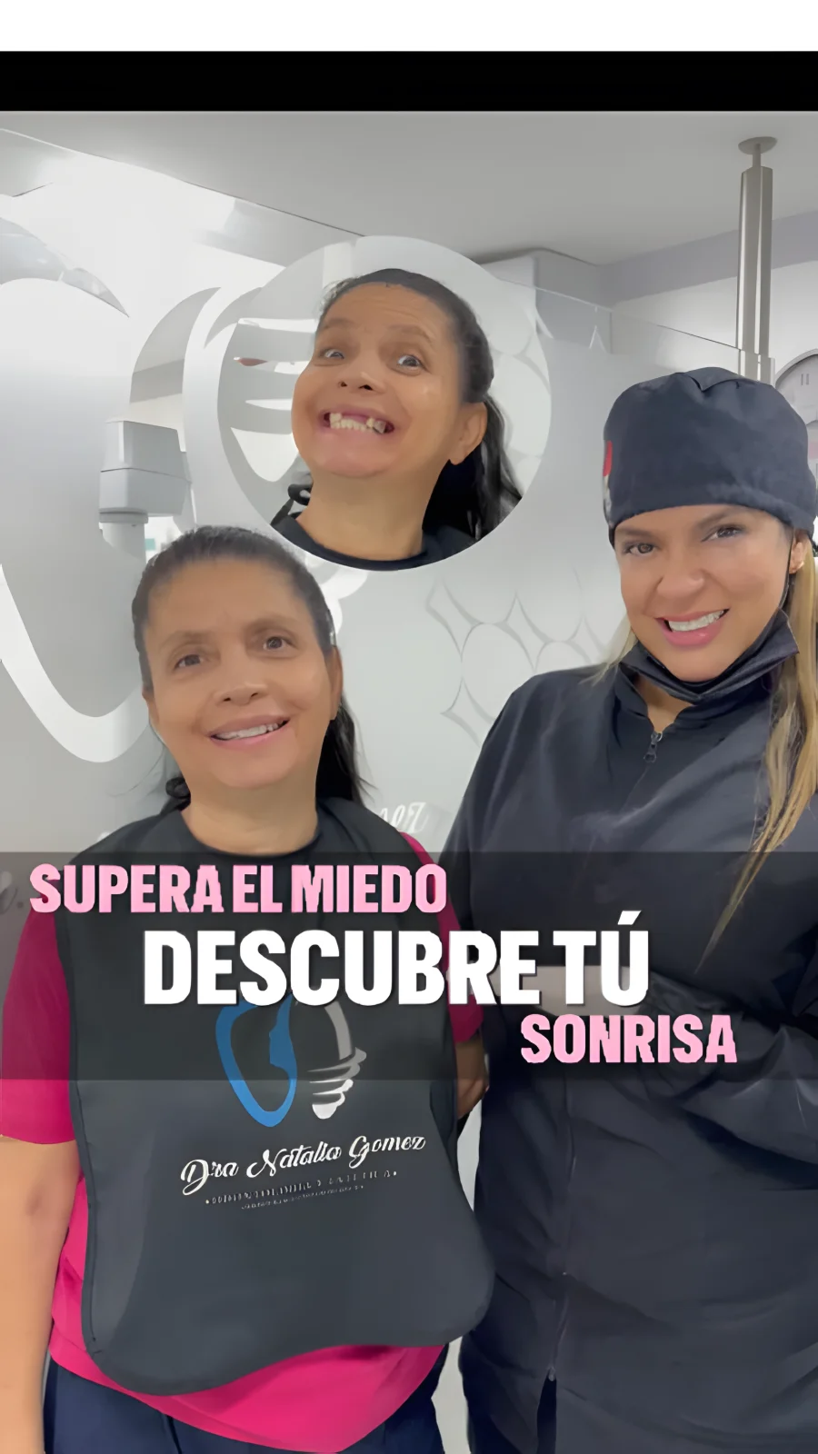 Paciente antes y después de su rehabilitación con prótesis